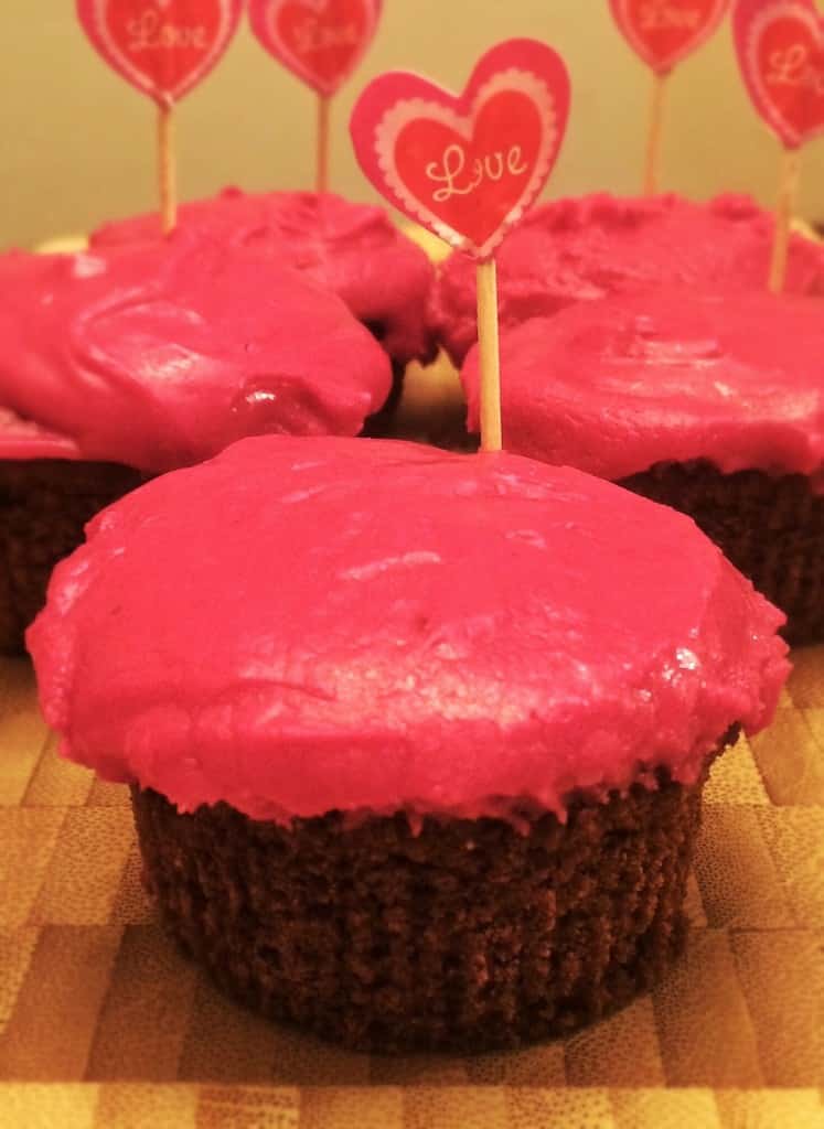 Cacao Cupcakes with Beet Pink Icing 
