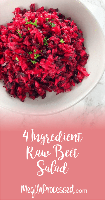 This 4-Ingredient beet salad is the simplest beet recipe. It's quick, easy, not messy and tastes delicious! Vegan, gluten-free and refined sugar-free.